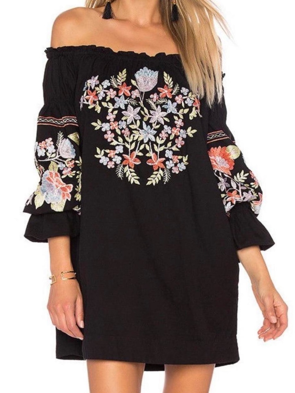 Free People Fleur Du Jour Off Shoulder Mini Dress